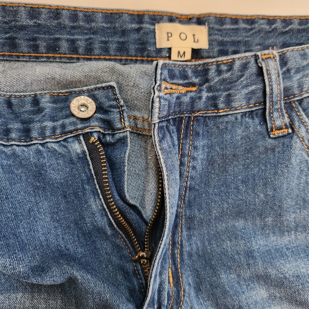 POL Patchwork Raw Hem Blue Jeans - image 13